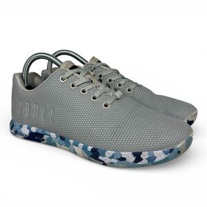 NoBull Outwork Trainers Shoes Womens 7.5 Blue Camo Gray Gym CrossFit Sneakers